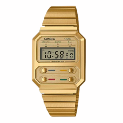 CASIO GENERAL A100WEG-9ADF (Casio Vintage Gold Stainless Steel Band Youth Watch)